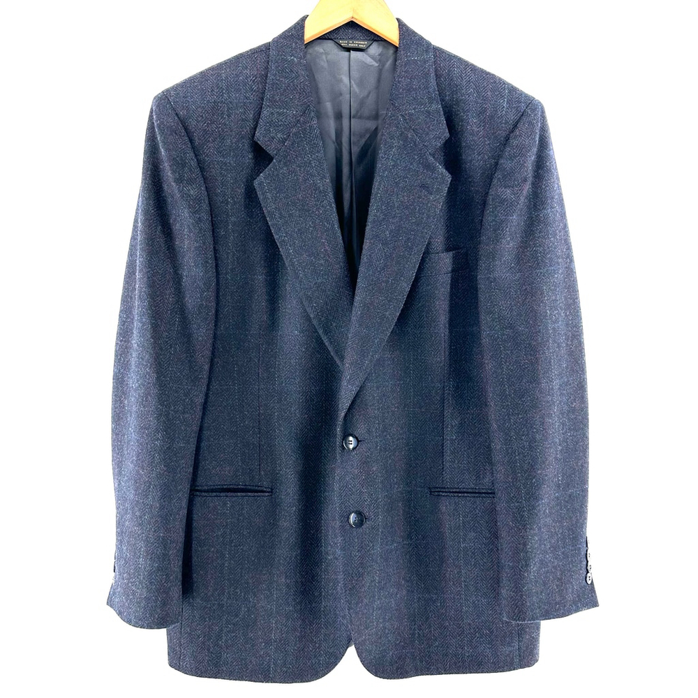 Oscar de la Renta DESIGNER WOOL Hand Tailored PLAID Sport Coat BLAZER MENS S M